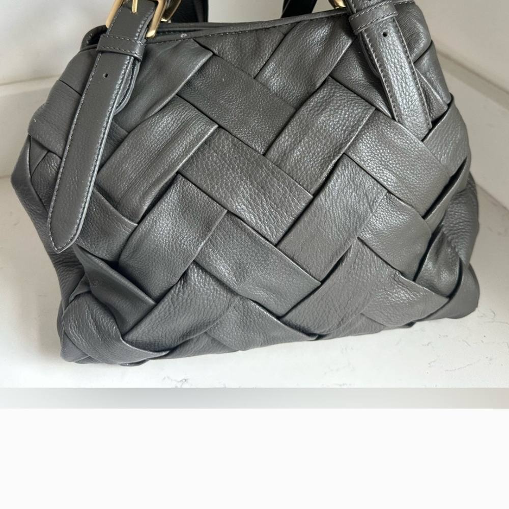 Cole Haan Woven Gray Leather Tote - Picture 2 of 13
